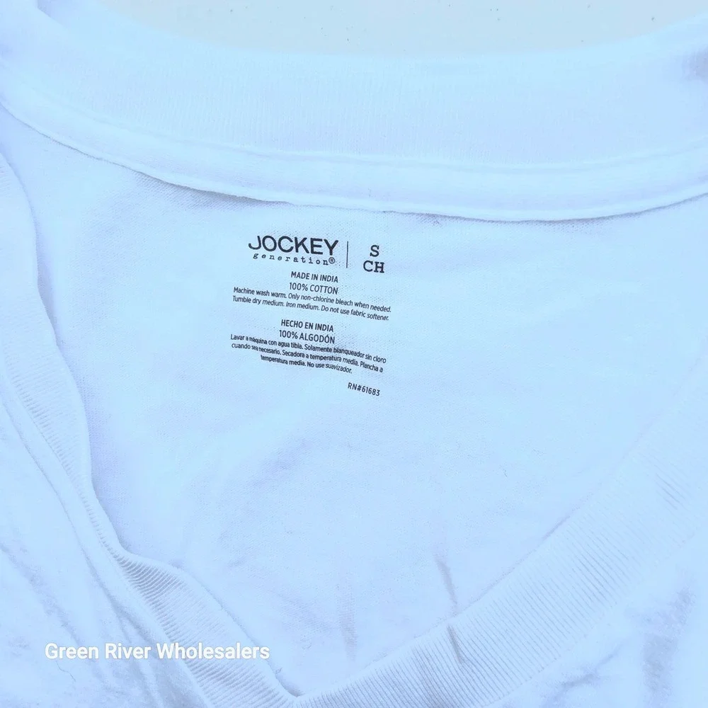 Jockey Generation Mens White‎ V-Neck T-Shirt Undershirt Small S Cotton